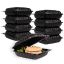 MULMEHË® MFPP Plastic Hinged Take Out Containers, 10x10x3", Vented 1-Compartment, Black, 200/CS